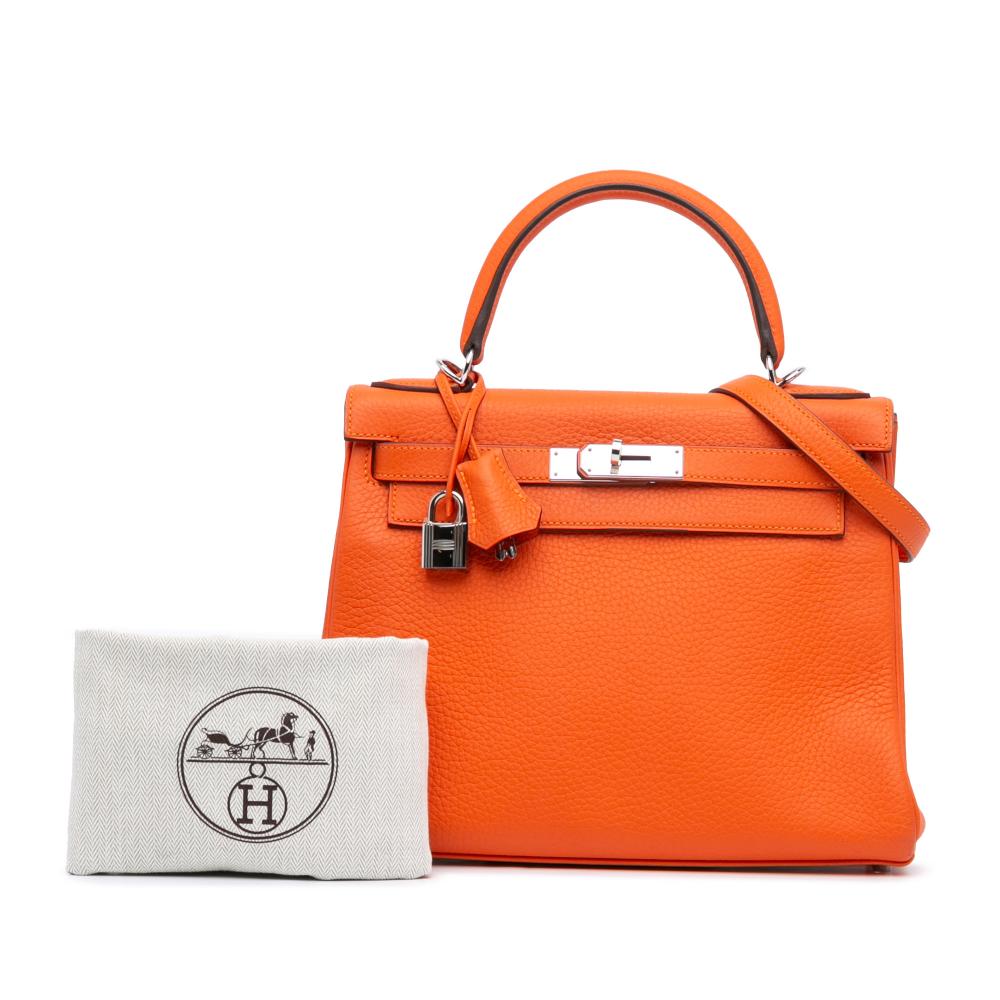 Hermès B Hermès Orange Calf Leather Togo Kelly II Retourne 28 France