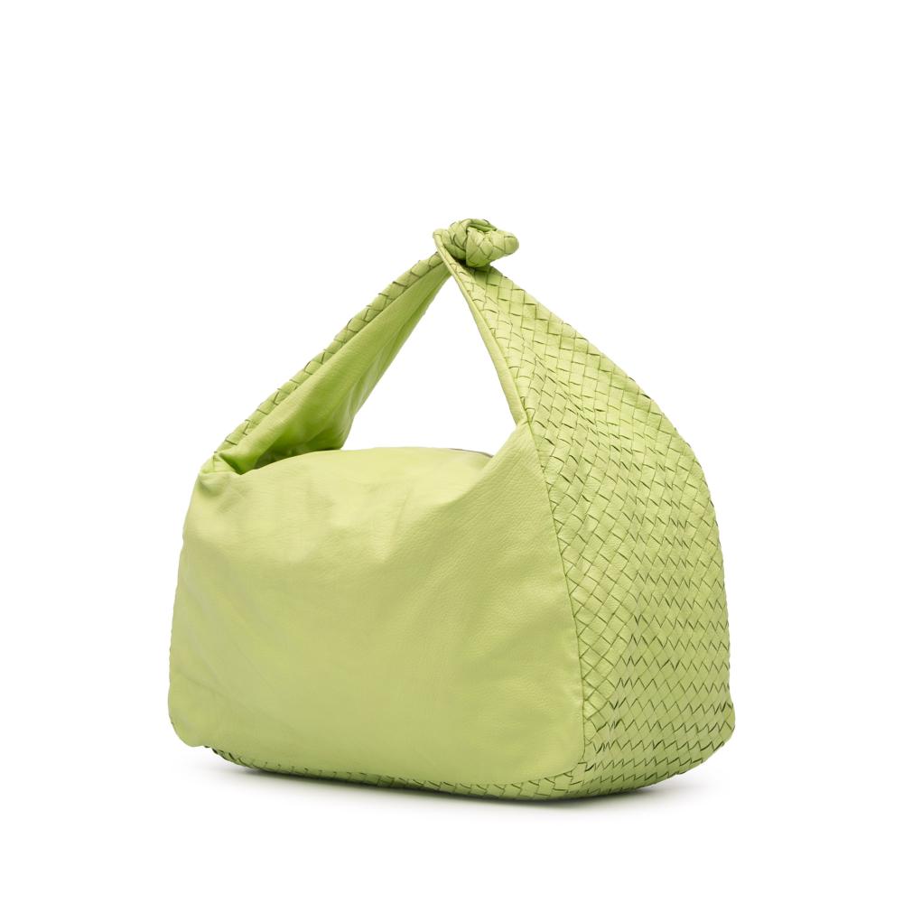Bottega Veneta AB Bottega Veneta Green Nappa Leather Leather Nappa Intrecciato Knot Hobo Italy