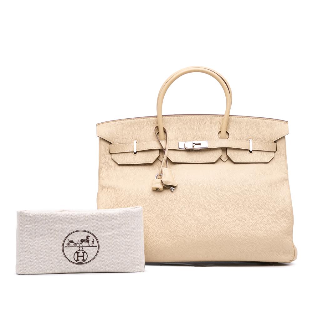 Hermès B Hermès Brown Beige Calf Leather Togo Birkin Retourne 40 France