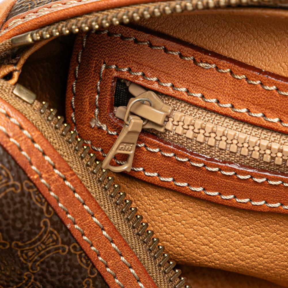 Celine B Celine Brown Coated Canvas Fabric Macadam Shoulder Bag Italy