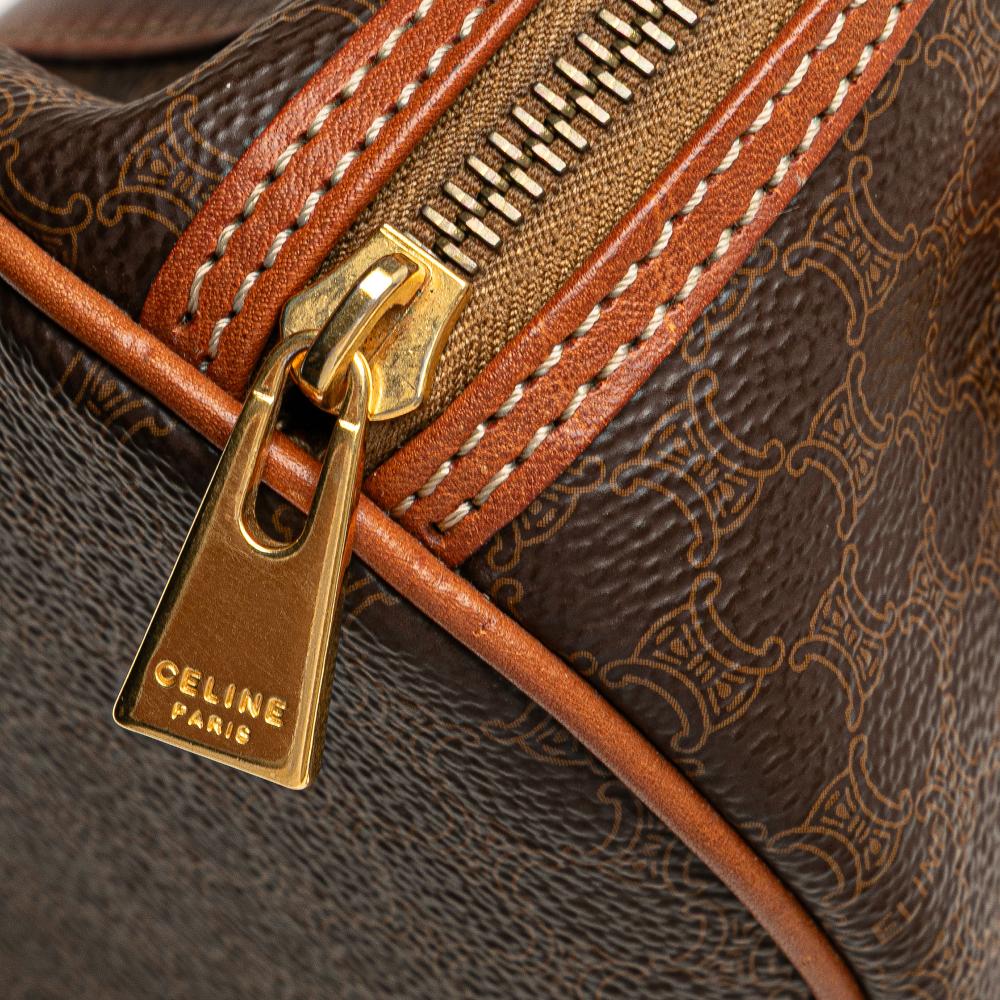 Celine B Celine Brown Coated Canvas Fabric Macadam Shoulder Bag Italy