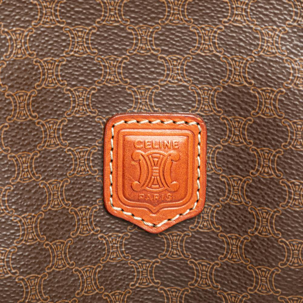 Celine B Celine Brown Coated Canvas Fabric Macadam Shoulder Bag Italy