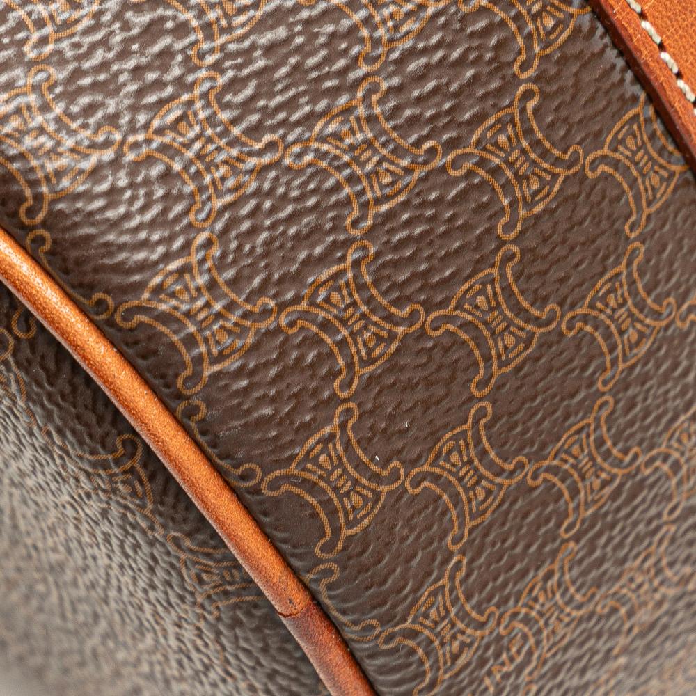 Celine B Celine Brown Coated Canvas Fabric Macadam Shoulder Bag Italy