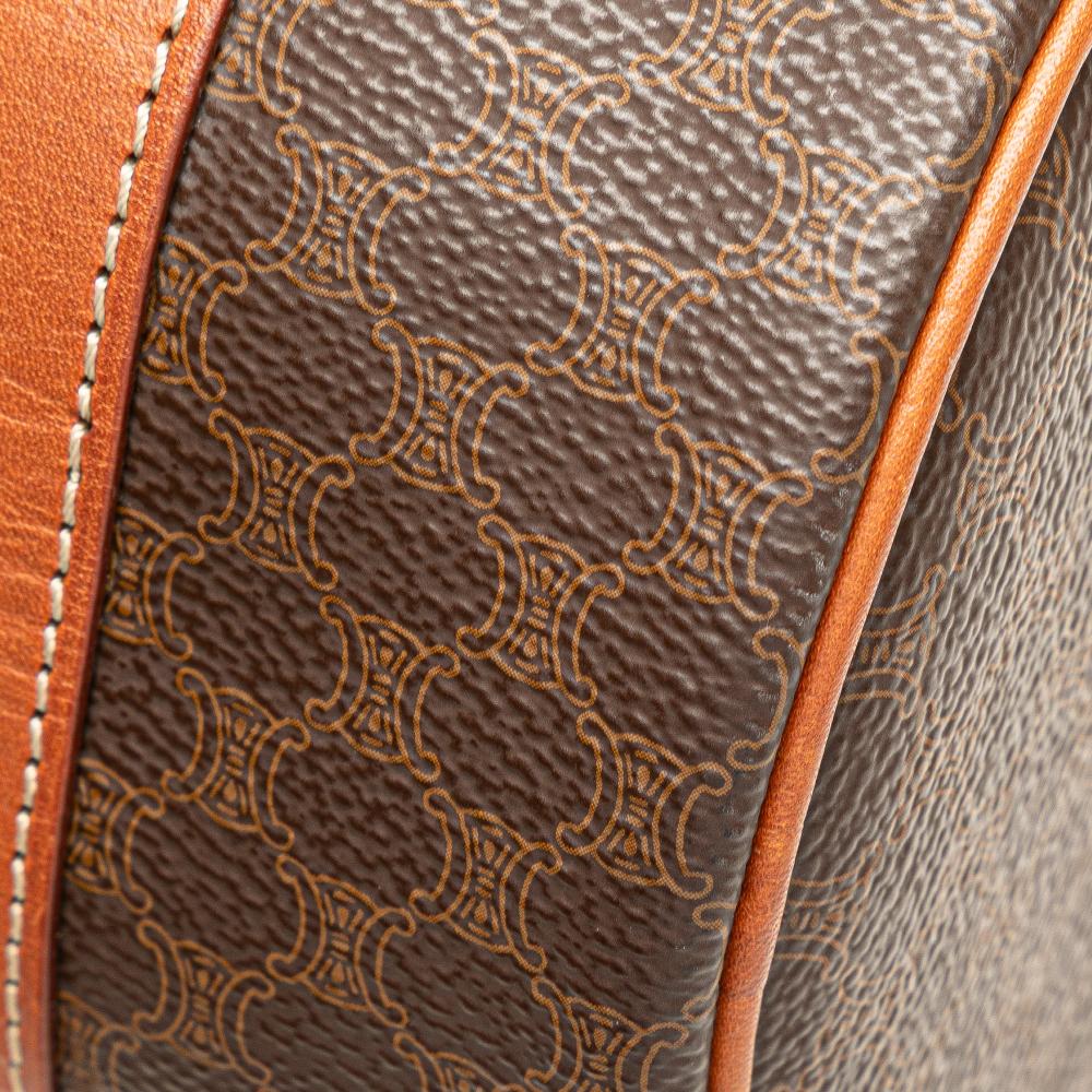 Celine B Celine Brown Coated Canvas Fabric Macadam Shoulder Bag Italy