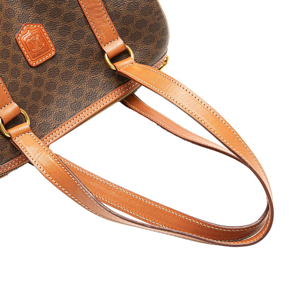 Celine B Celine Brown Coated Canvas Fabric Macadam Shoulder Bag Italy