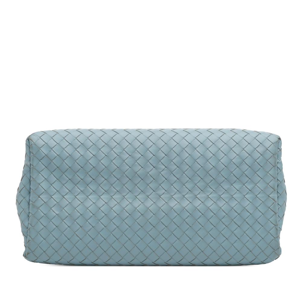 Bottega Veneta B Bottega Veneta Blue Light Blue Nappa Leather Leather Small Nappa Intrecciato Roma Satchel Italy