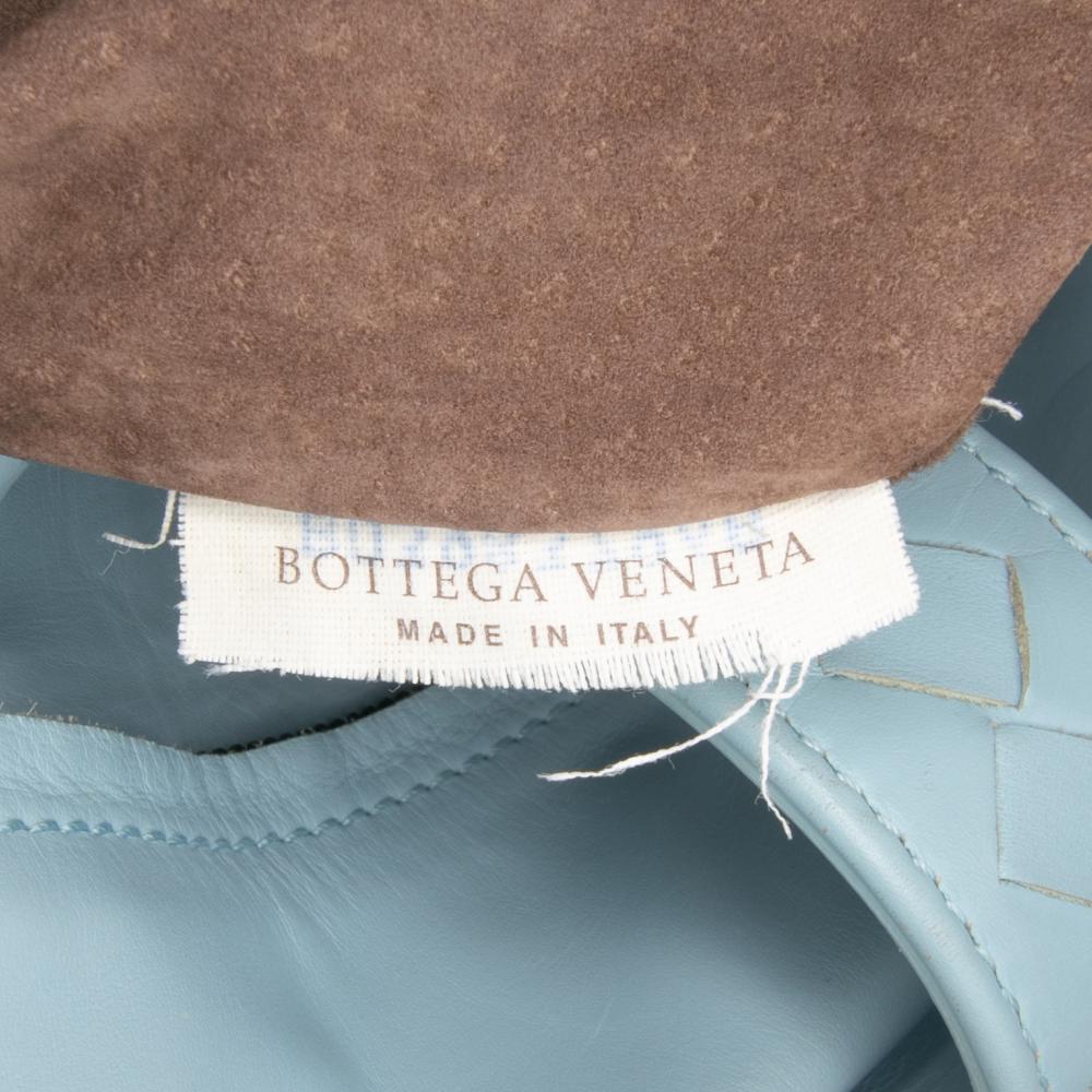 Bottega Veneta B Bottega Veneta Blue Light Blue Nappa Leather Leather Small Nappa Intrecciato Roma Satchel Italy