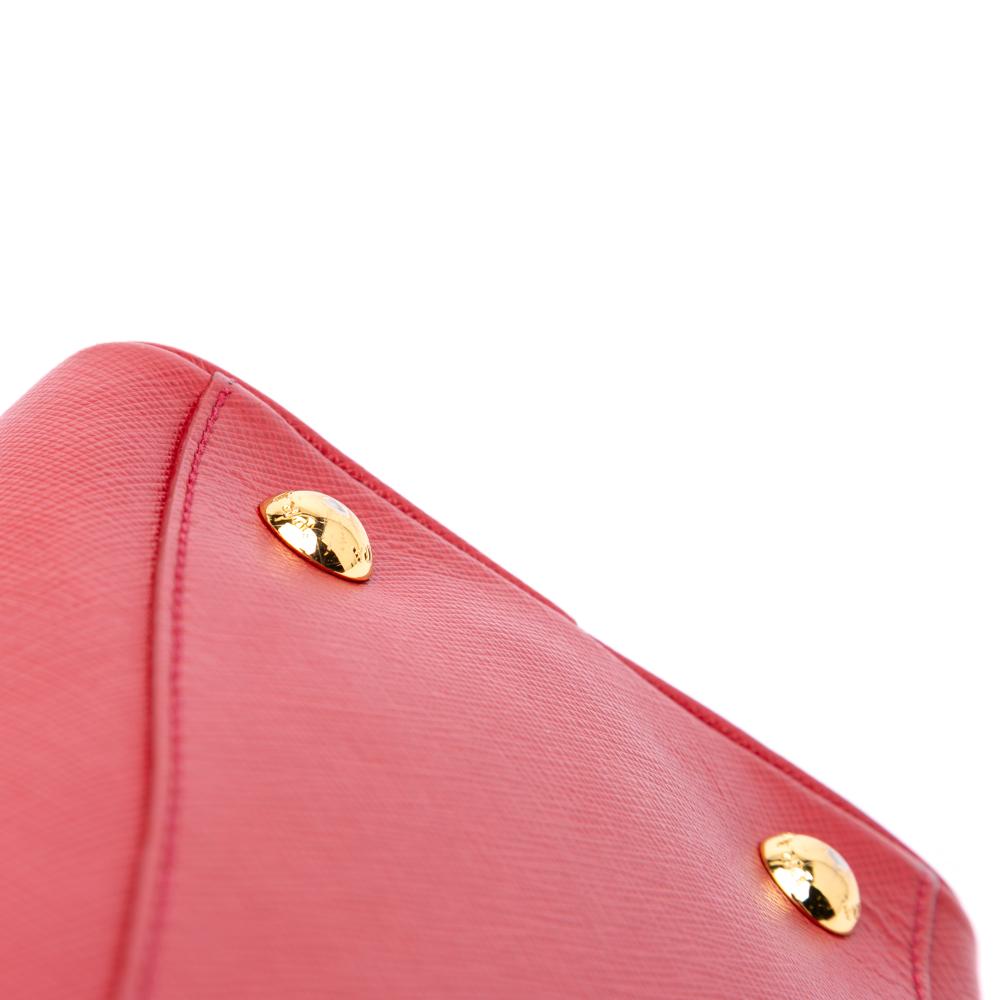 Prada B Prada Red Saffiano Leather Lux Bowling Bag Italy