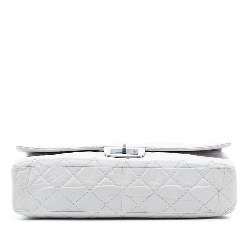 Chanel B Chanel White Calf Leather Maxi Quilted Aged skin Reissue 2.55 Single Flap France