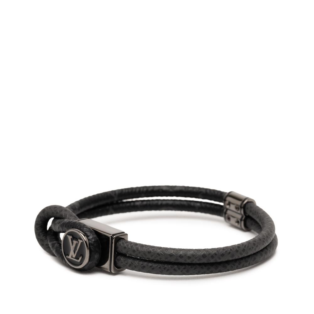 Louis Vuitton B Louis Vuitton Black Monogram Canvas Fabric Monogram Eclipse Taiga Loop It Bracelet Spain