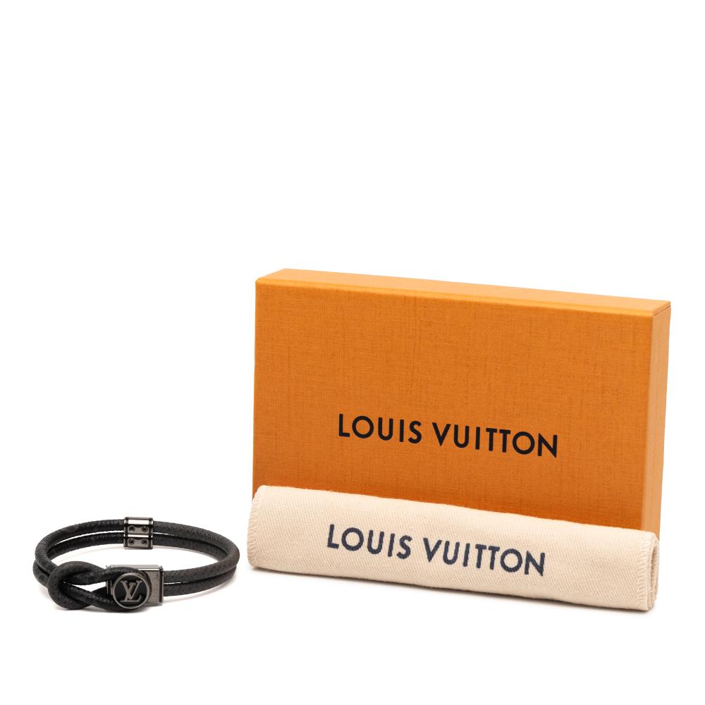 Louis Vuitton B Louis Vuitton Black Monogram Canvas Fabric Monogram Eclipse Taiga Loop It Bracelet Spain