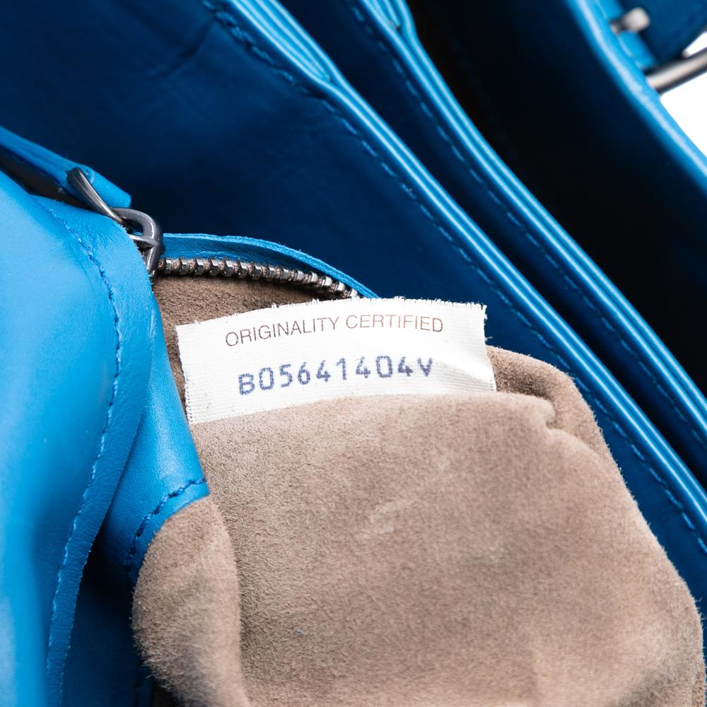 Bottega Veneta AB Bottega Veneta Blue Nappa Leather Leather Small Nappa Intrecciato Roma Satchel Italy