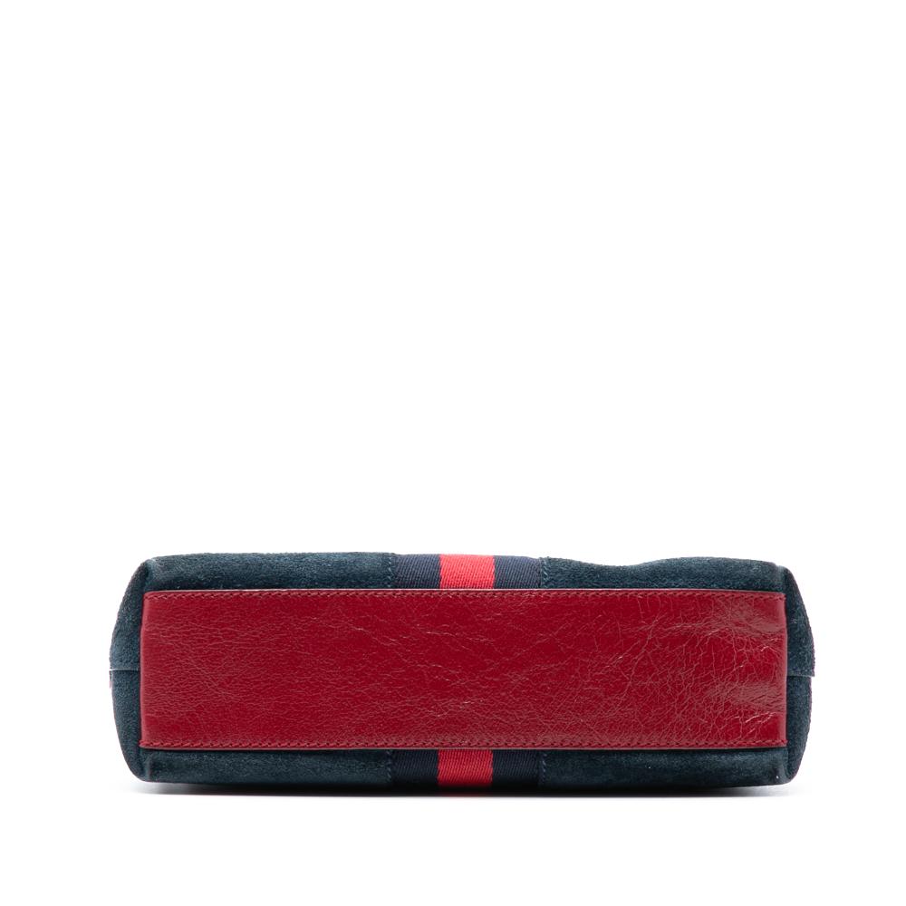 Gucci B Gucci Blue Navy with Red Suede Leather Small Ophidia Dome Crossbody Italy