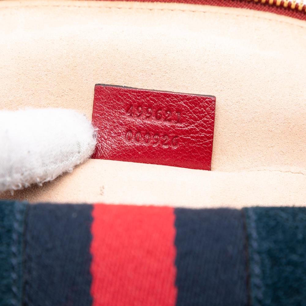 Gucci B Gucci Blue Navy with Red Suede Leather Small Ophidia Dome Crossbody Italy