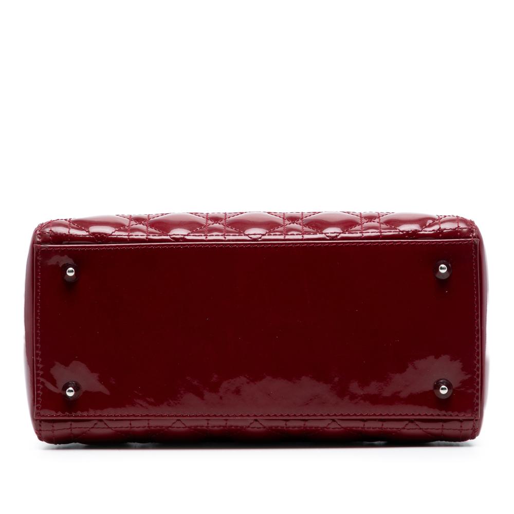 Christian Dior B Dior Red Dark Red Patent Leather Leather Medium Patent Cannage Lady Dior Italy