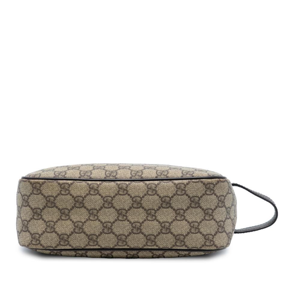 Gucci AB Gucci Brown Coated Canvas Fabric GG Supreme Clutch Italy