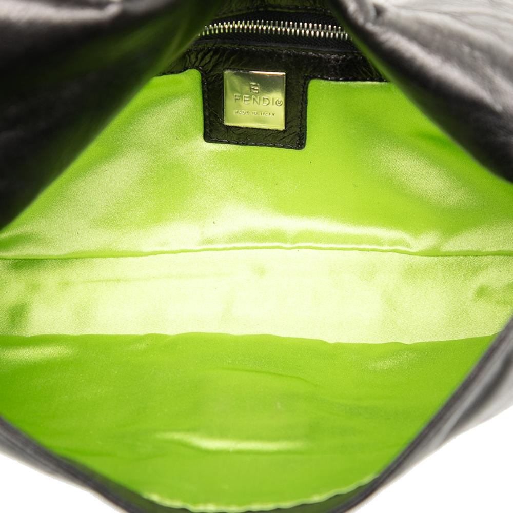 Fendi B Fendi Black Calf Leather Baguette Italy