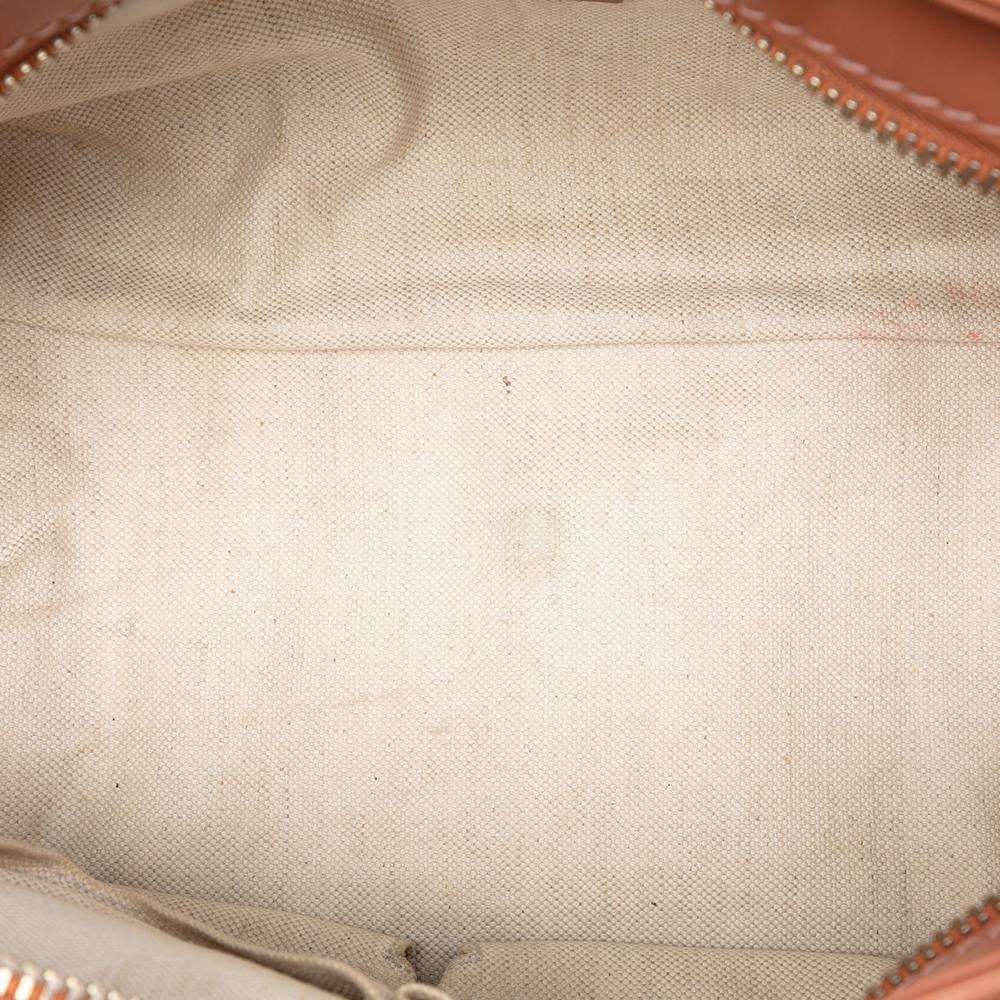 Gucci B Gucci Brown Beige Canvas Fabric GG Heart Bit Satchel Italy