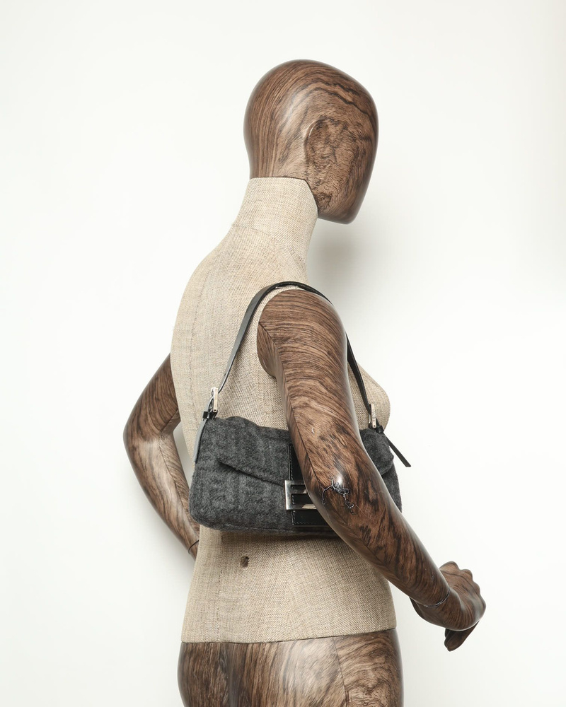 Fendi Zucca Tweed Baguette Bag