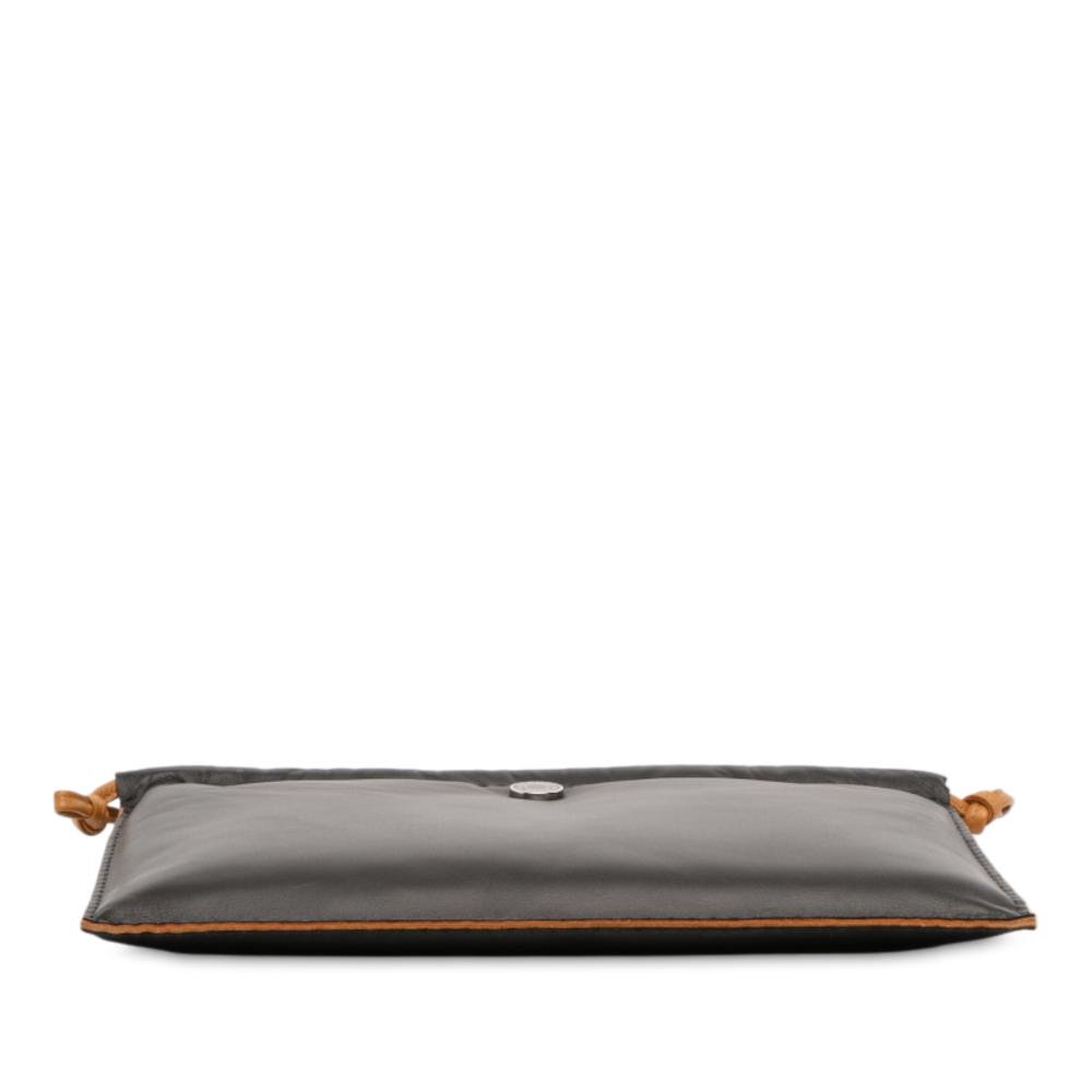 Hermès AB Hermès Black with Brown Lambskin Leather Leather Milo Lambskin Pilo Pouch France