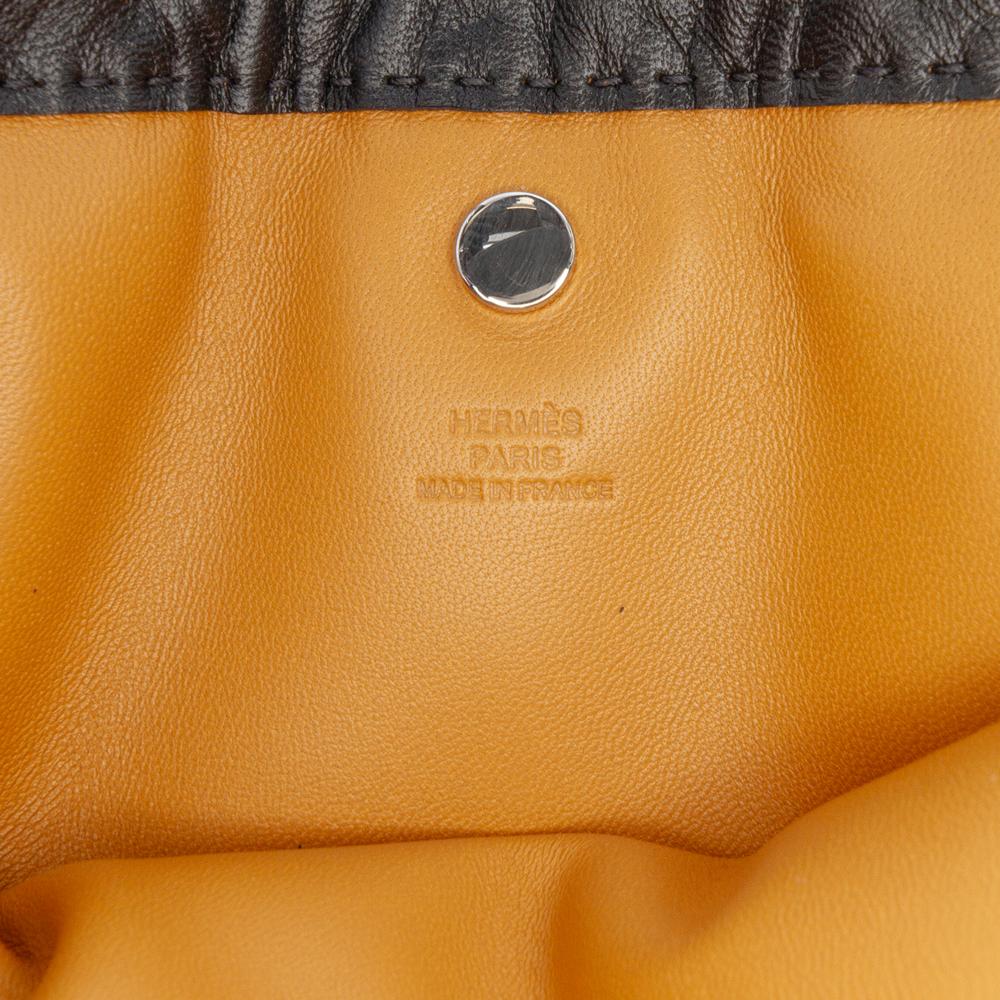 Hermès AB Hermès Black with Brown Lambskin Leather Leather Milo Lambskin Pilo Pouch France