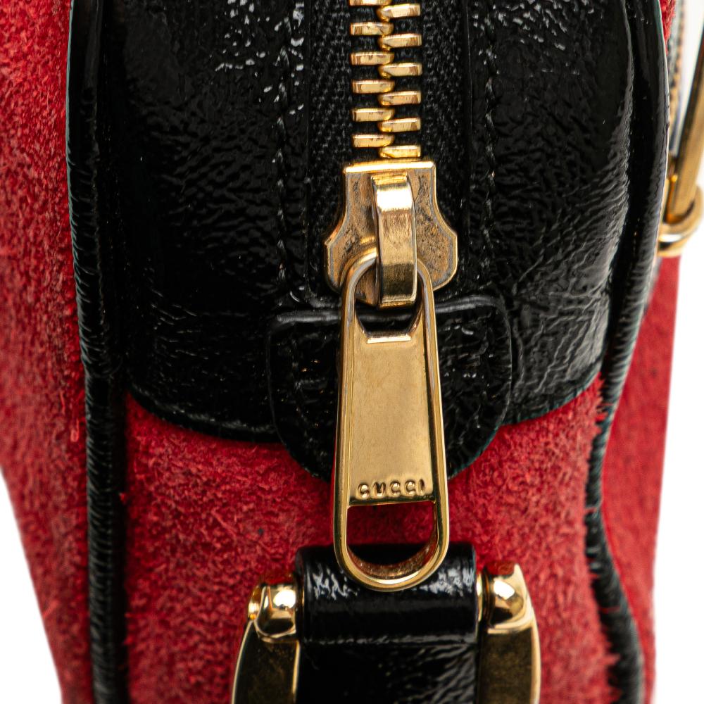 Gucci B Gucci Red Suede Leather Mini Ophidia Crossbody Italy