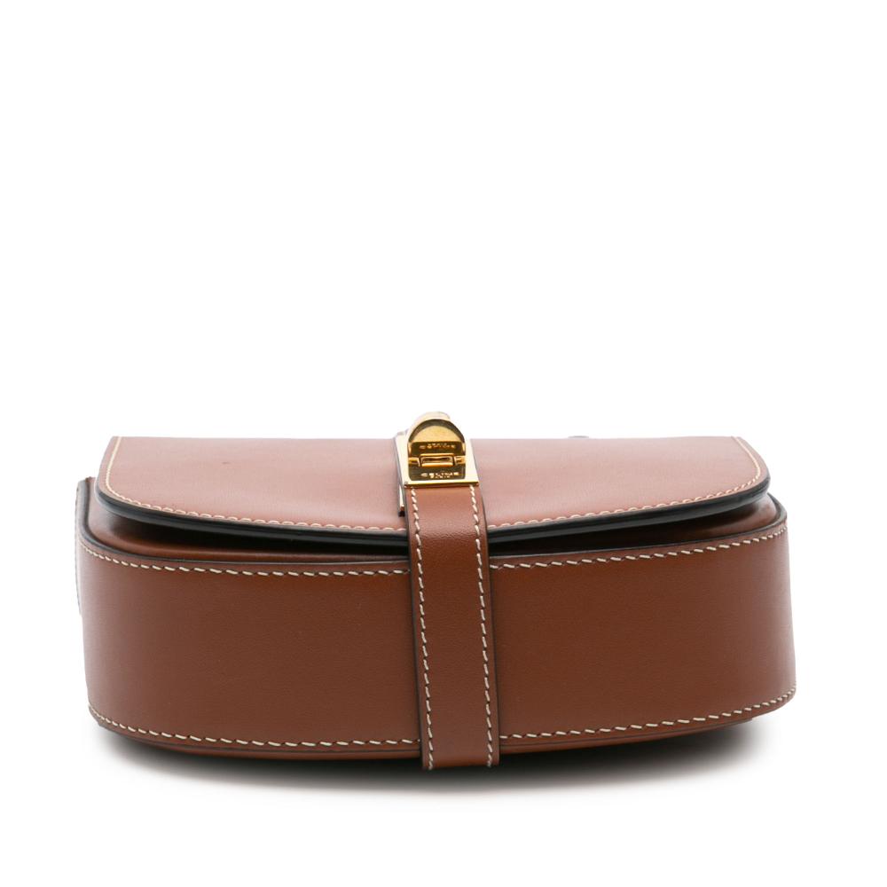 Celine B Celine Brown Calf Leather Small Besace 16 Wallet On Chain Italy