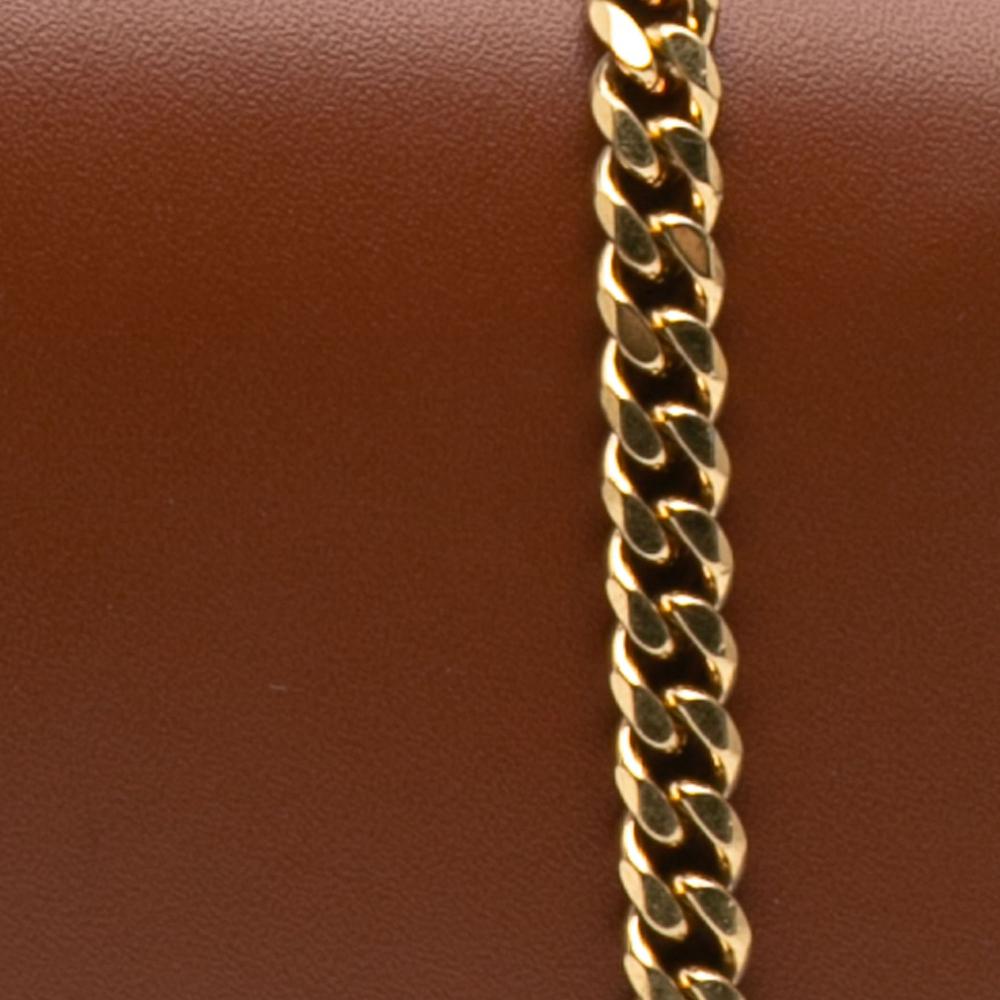 Celine B Celine Brown Calf Leather Small Besace 16 Wallet On Chain Italy