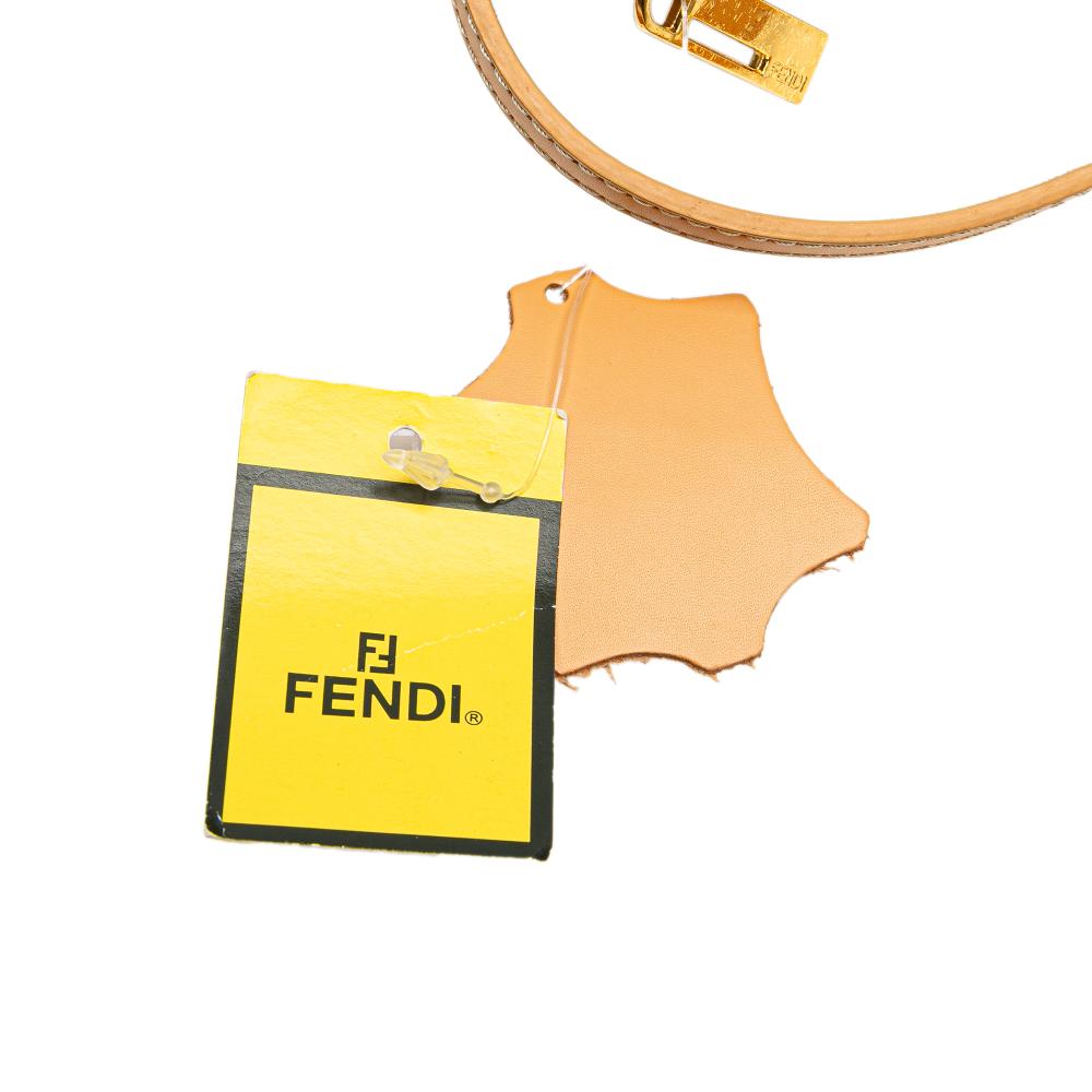 Fendi AB Fendi Brown Beige with Blue Turquoise Canvas Fabric Zucchino Barrel Pochette Italy