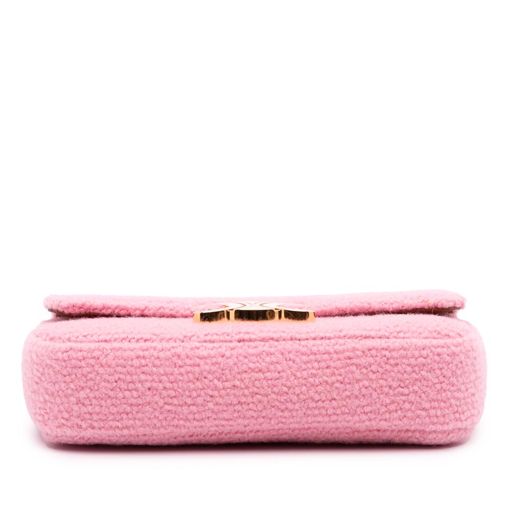 Celine AB Celine Pink Tweed Fabric Claude Chain Shoulder Bag Italy