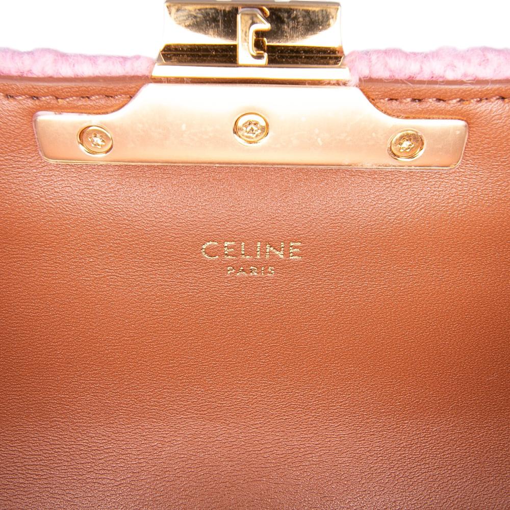 Celine AB Celine Pink Tweed Fabric Claude Chain Shoulder Bag Italy