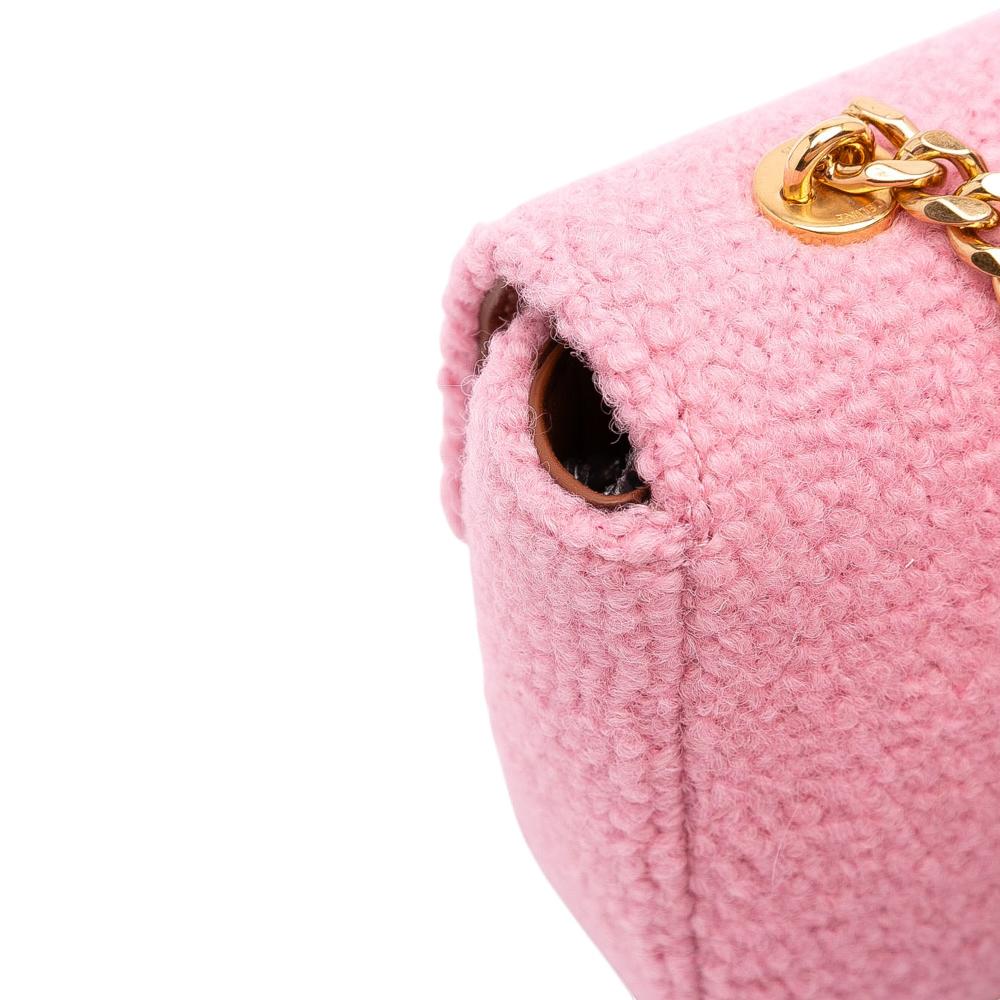 Celine AB Celine Pink Tweed Fabric Claude Chain Shoulder Bag Italy