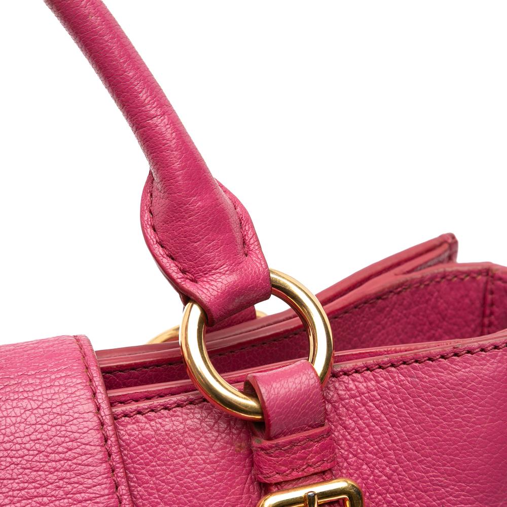 Miu Miu B Miu Miu Pink Dark Pink Goatskin Leather Madras Satchel Turkey