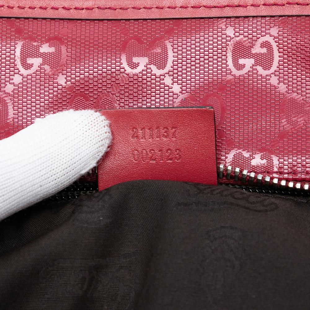 Gucci B Gucci Red Coated Canvas Fabric Medium GG Imprime Tote Italy