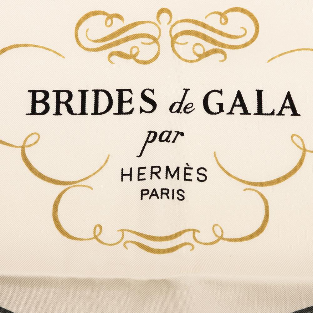 Hermès AB Hermès White Silk Fabric Brides de Gala Scarf France