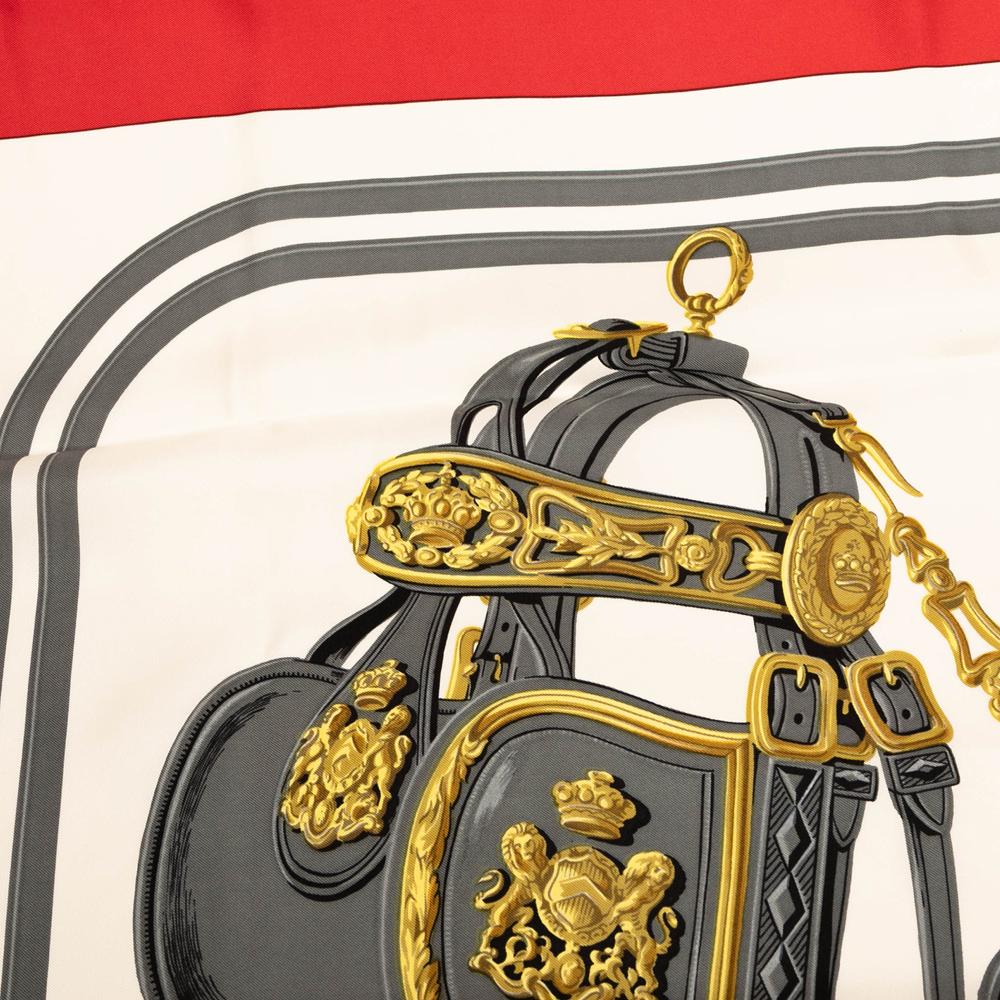 Hermès AB Hermès White Silk Fabric Brides de Gala Scarf France