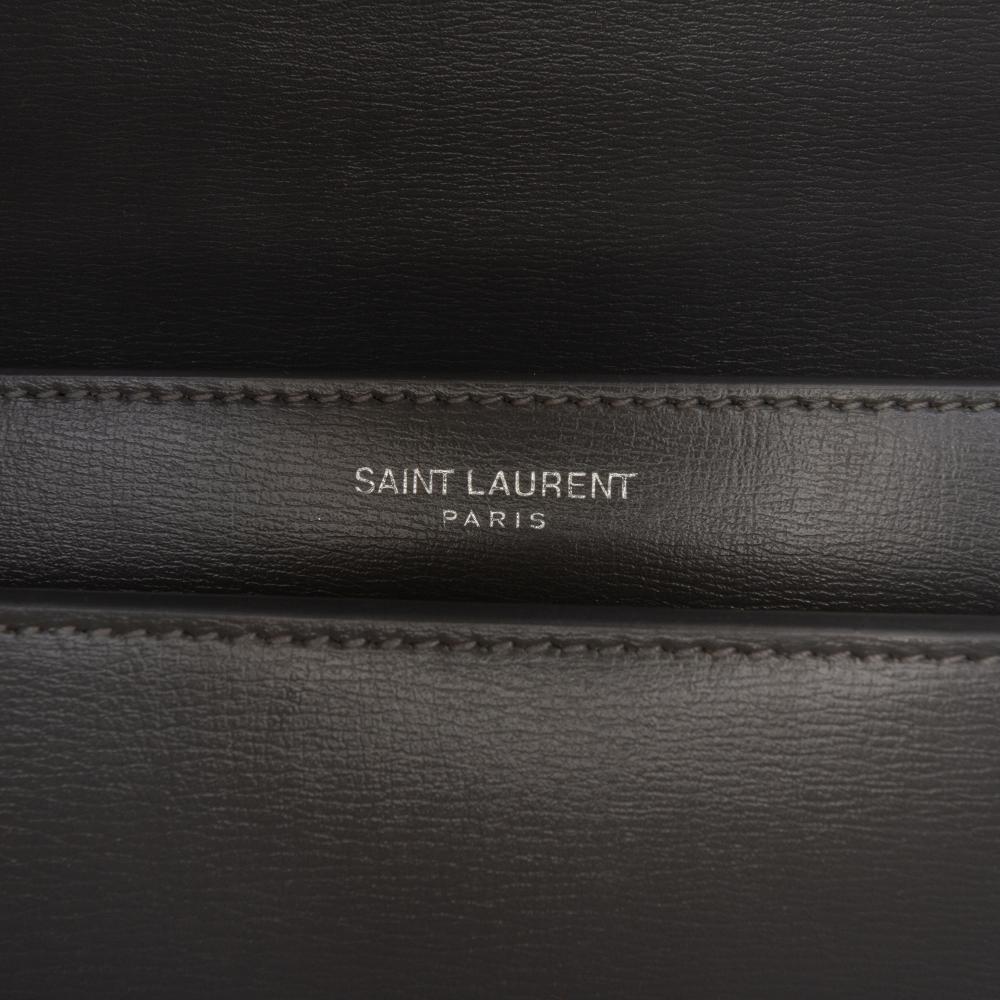 Saint Laurent AB Saint Laurent Gray Dark Gray Calf Leather Medium Monogram Sunset Crossbody Italy