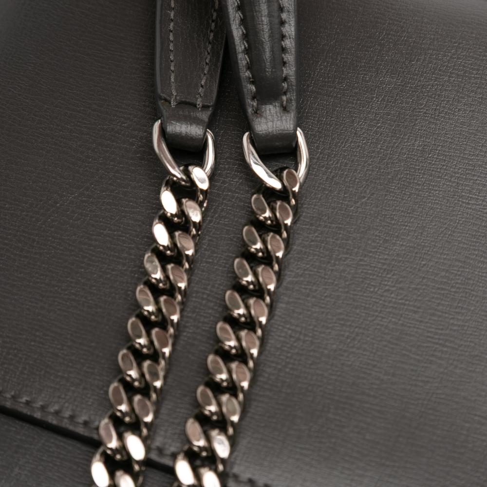 Saint Laurent AB Saint Laurent Gray Dark Gray Calf Leather Medium Monogram Sunset Crossbody Italy