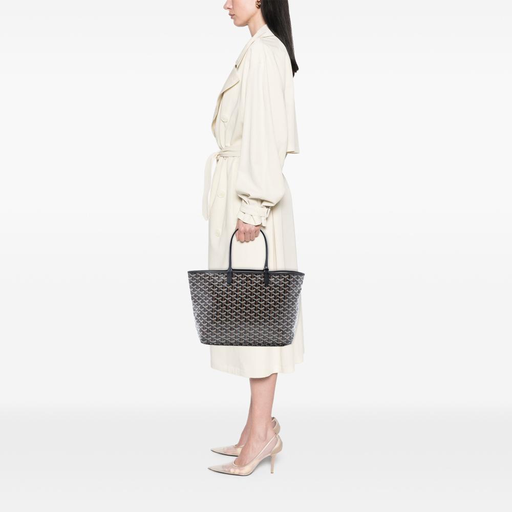 Goyard AB Goyard Black Coated Canvas Fabric Goyardine Saint Louis PM France