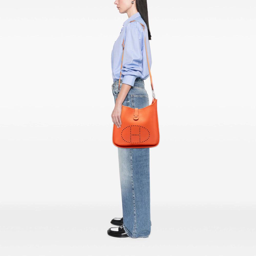 Hermès AB Hermès Orange Calf Leather Clemence Evelyne III GM France