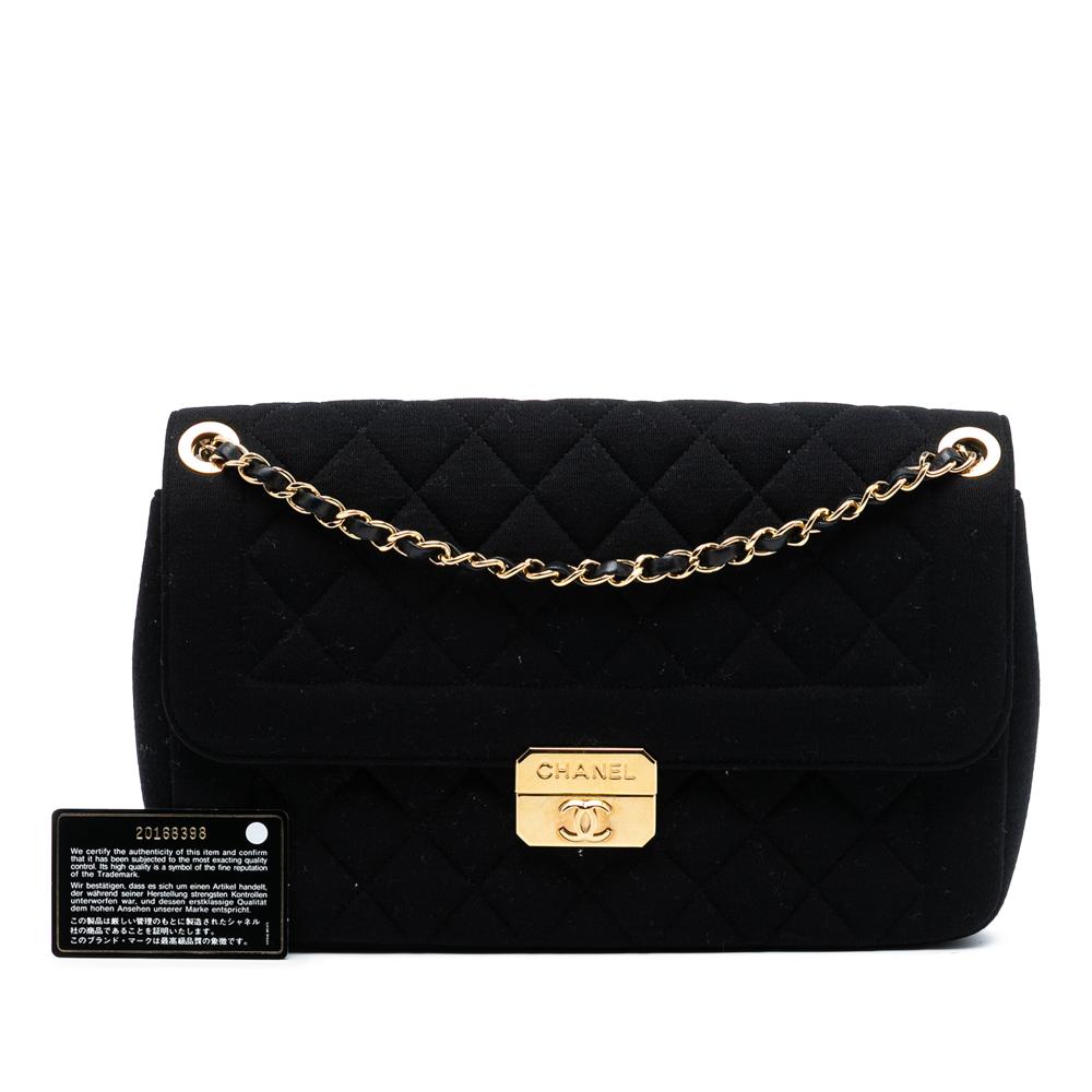 Chanel AB Chanel Black Cotton Fabric Large Jersey Chic With Me Flap Italy