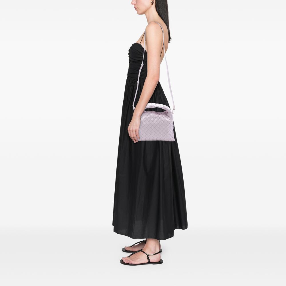 Bottega Veneta AB Bottega Veneta Pink Light Pink Calf Leather Mini skin Intrecciato Hop Satchel Italy