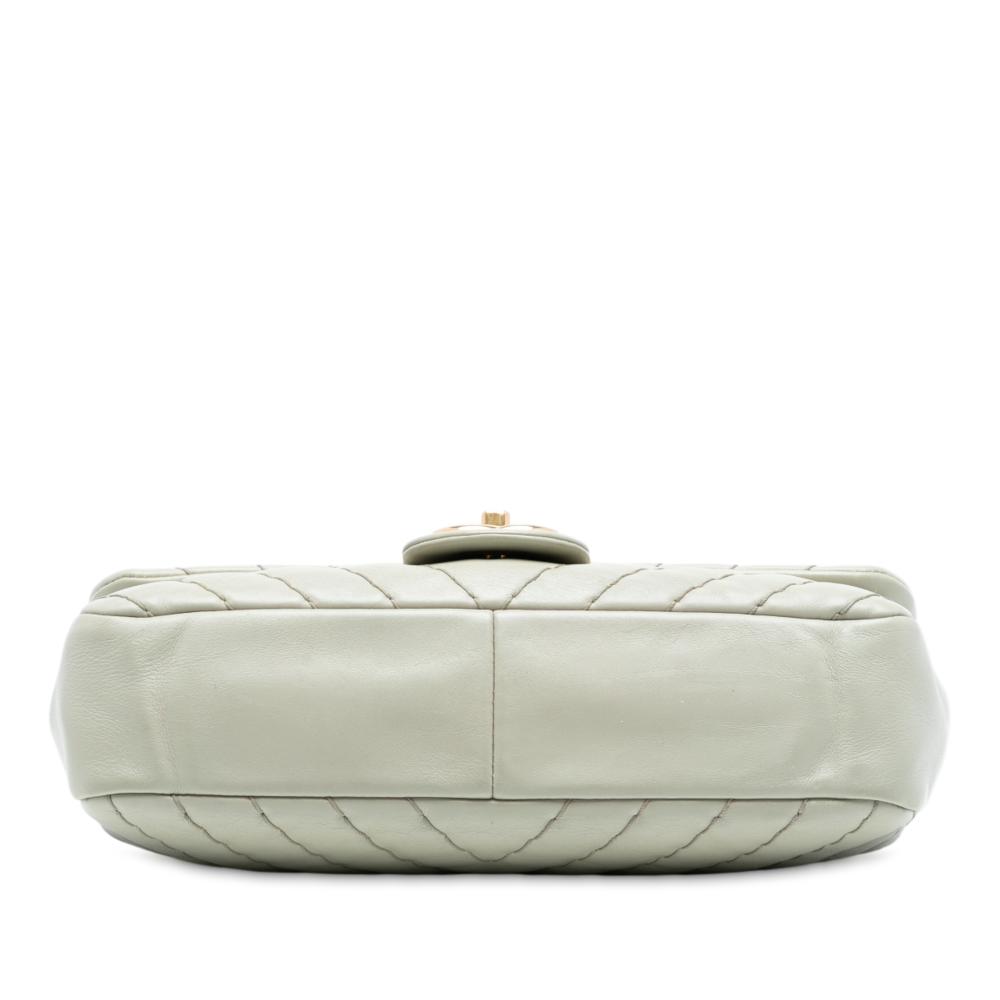 Chanel B Chanel Green Mint Lambskin Leather Leather Medium Double Stitch Chevron Lambskin Single Flap Italy