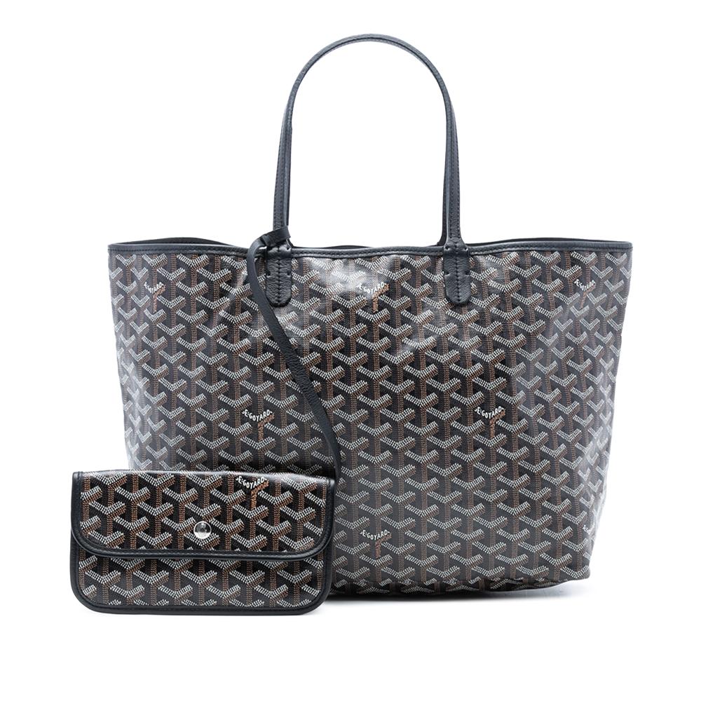 Goyard B Goyard Black Coated Canvas Fabric Goyardine Saint Louis PM France