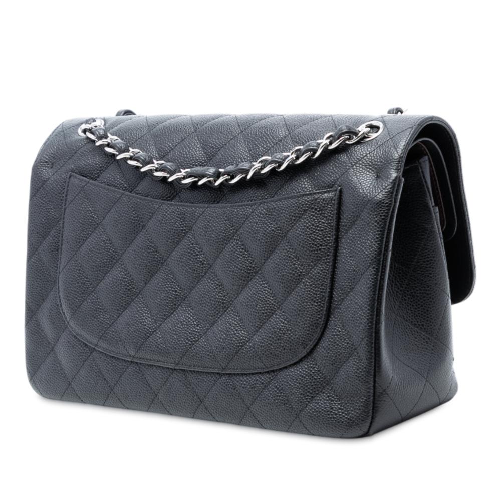 Chanel B Chanel Black Caviar Leather Leather Jumbo Classic Caviar Double Flap Italy