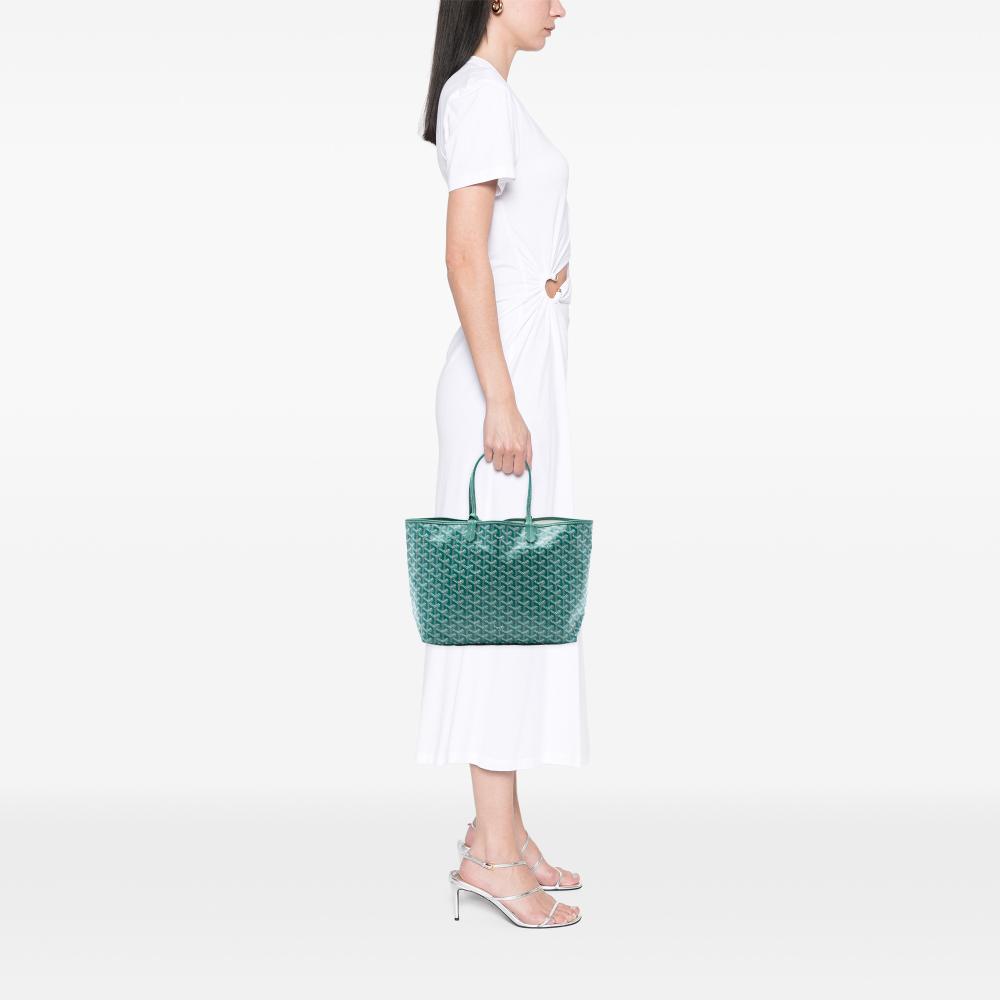 Goyard AB Goyard Green Coated Canvas Fabric Goyardine Saint Louis PM France