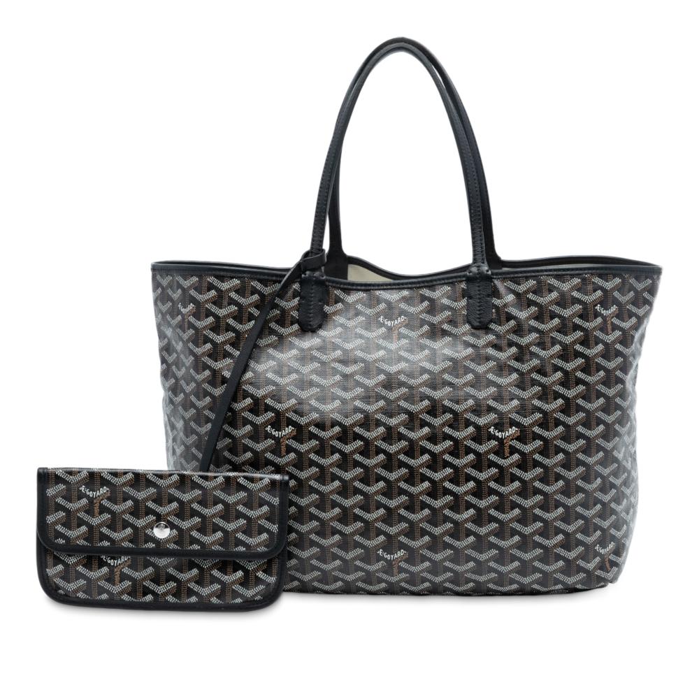 Goyard B Goyard Black Coated Canvas Fabric Goyardine Saint Louis PM France