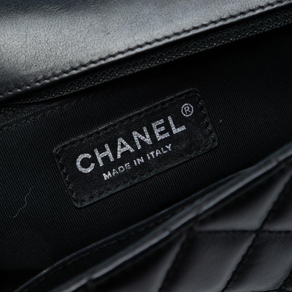 Chanel B Chanel Black Lambskin Leather Leather Small Quilted Lambskin Mademoiselle Chic Flap Italy