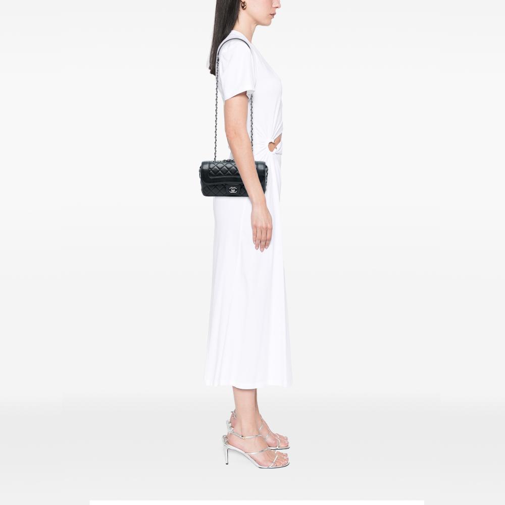 Chanel B Chanel Black Lambskin Leather Leather Small Quilted Lambskin Mademoiselle Chic Flap Italy