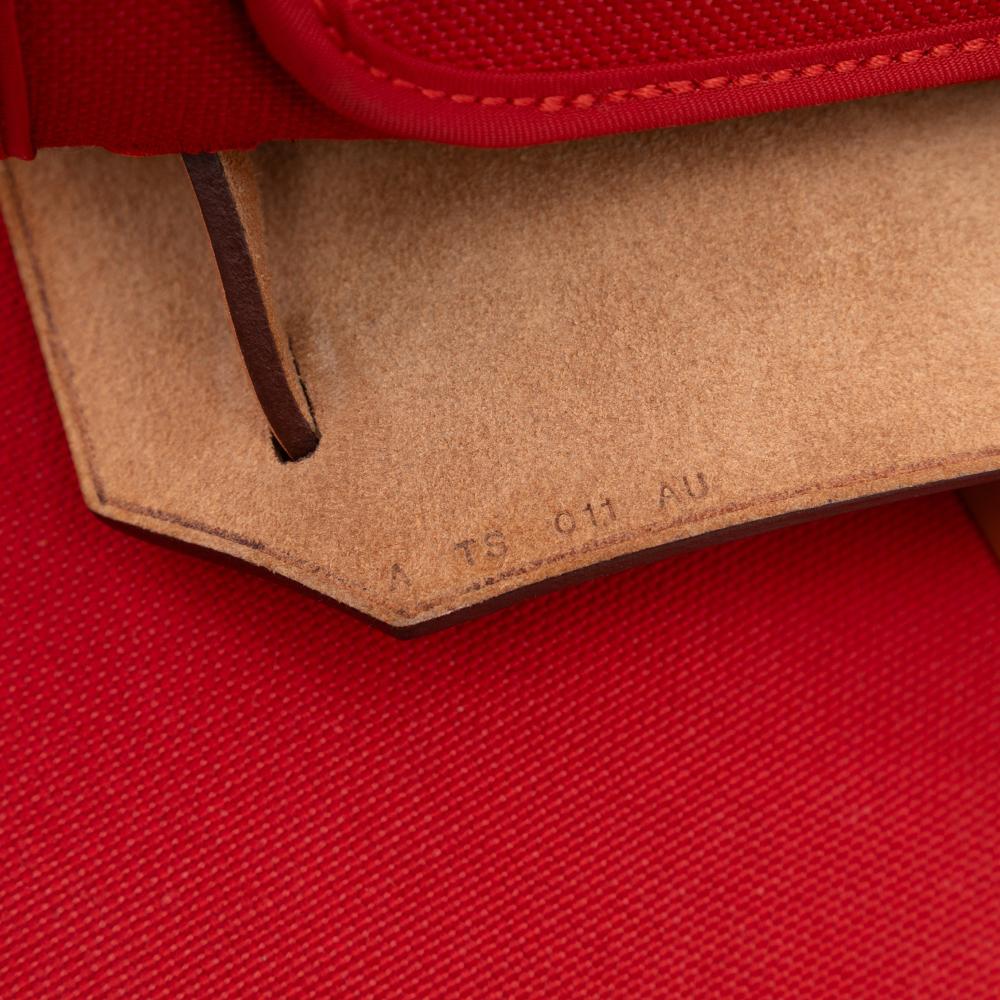 Hermès AB Hermès Orange Dark Orange with Brown Canvas Fabric Toile Herbag Zip 31 France